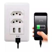 Tomada Dupla Usb De Parede Universal Bivolt 2.1a Celular 4x2