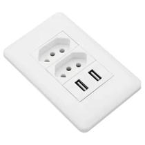 Tomada Dupla Usb De Parede Universal Bivolt 2.1A Celular 4X2