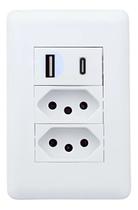 Tomada dupla + usb + usb-c