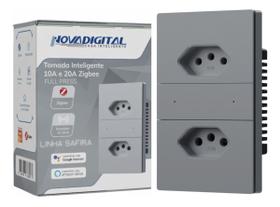 tomada dupla zigbee Nova digital linha safira cor cinza SA-T2