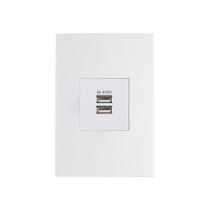 Tomada Duplo Carregador USB-A MarGirius Sleek 2A 10W com Placa 4x2 Branca Tomada Duplo Carregador USB-A MarGirius Sleek 2A 10W com Placa 4x2 Branca
