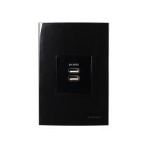 Tomada Duplo Carregador Usb-a Margirius Sleek 2a 10w Com Placa 4x2 Preto Ebony Tomada Duplo Carregador Usb-a Margirius Sleek 2a 10w Com Placa 4x2 Preto Ebony