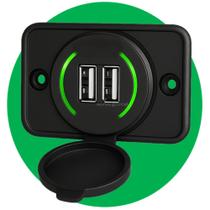 Tomada Duplo USB de Embutir para Onibus Carro Veicular Carregador 6822