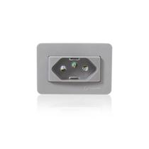 Tomada Easy Instal Simples Cinza de Embutir de 2 Pinos + 1 Terra de 20a 250v Guidini