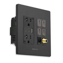 Tomada elétrica BASEPORT Media Plate 20A USB HDMI Cat6