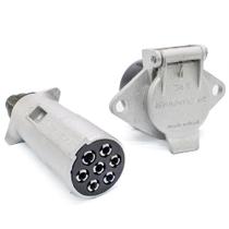 Tomada Elétrica Carreta 7 Polos Alumínio Polido Reforçado Redonda Completo 24V - ENGATCAR 4000