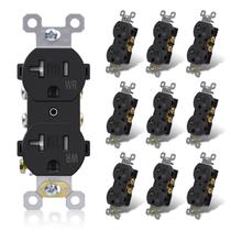 Tomada elétrica de parede ELEGRP 20A 125V TR WR, pacote com 10 unidades, preta Tomada elétrica de parede ELEGRP 20A 125V TR WR, pacote com 10 unidades, preta