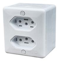 Tomada Eletrica Dupla Sobrepor 2p+t 10A 250V Ilumi