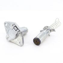 Tomada Elétrica Engate alumínio 6 polos redonda Macho + Fêmea 12/24V - DNI8360