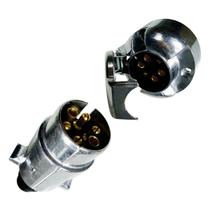Tomada elétrica engate redonda 6 polos completa cavalo mecânico, reboques e semi-reboques ( fixa e móvel ) plástico cromado bivolt 12v 24v Tomada elétrica engate redonda 6 polos completa cavalo mecânico, reboques e semi-reboques ( fixa e móvel ) plástico cromado bivolt 12v 24v