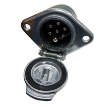 Tomada Eletrica Engate Redondo 7 Polos Femea Fixa Aluminio Polido Bivolt