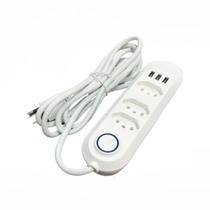 Tomada Elétrica Filtro De Linha Proteção Zov 3 ou 4 Tomada 3 USB Tomada Elétrica Filtro De Linha Proteção Zov 3 ou 4 Tomada 3 USB