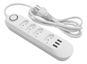 Tomada Elétrica Filtro De Linha Proteção Zov 3 ou 4 Tomada 3 USB Tomada Elétrica Filtro De Linha Proteção Zov 3 ou 4 Tomada 3 USB