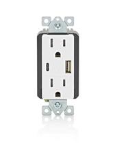 Tomada elétrica Leviton T5638-W Carregador USB tipo A/C de 18 W Tomada elétrica Leviton T5638-W Carregador USB tipo A/C de 18 W