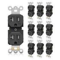 Tomada elétrica TOPELER, receptáculo duplex preto, 20A, 125V, pacote com 10 Tomada elétrica TOPELER, receptáculo duplex preto, 20A, 125V, pacote com 10