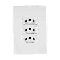 Tomada Elétrica Tripla Branca 10A Completa Linha I9 - Ilumi
