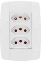 Tomada Elétrica Tripla Completa Branca 10A Linha Lev - Ilumi