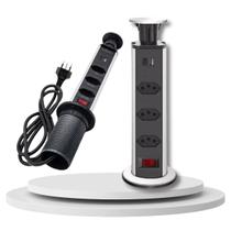 Tomada Elevável Torre de Elevação Retrátil 3 Tomadas Uma Tomada 10A e Duas Tomadas de 16A e 20A Liga de Alumínio Para Mesa Bivolt Coibeu