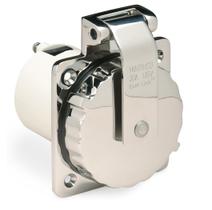 Tomada em Aço Inoxidável Marinco 30A 125V com Tampa Tomada em Aço Inoxidável Marinco 30A 125V com Tampa