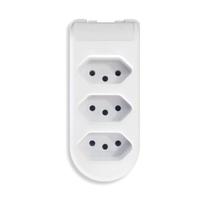 Tomada em Barra 3 Vias 2P+T 10A 250V Branca Pluzie