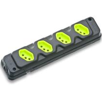 Tomada em barra para extensão com 4 tomadas 2P+T 20A preto/verde - Robust Tomada em barra para extensão com 4 tomadas 2P+T 20A preto/verde - Robust