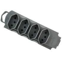 Tomada em barra quadrupla 10/20a p/ extensão 2p+t cinza