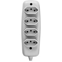 Tomada em Barra Quadrupla 2P 10A 250Volts Cinza - 16340 - ILUMI Tomada em Barra Quadrupla 2P 10A 250Volts Cinza - 16340 - ILUMI