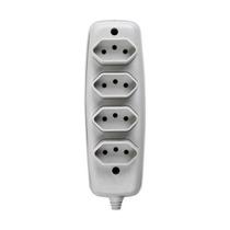 Tomada em barra quadrupla 2pt 10a 250v cinza - ilumi Tomada em barra quadrupla 2pt 10a 250v cinza - ilumi