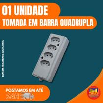 Tomada em Barra Quadrupla branco Interneed Bivolt Anti Chamas