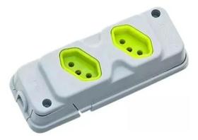 Tomada Em Barra Robust 4T 2PT Cinza/Verde Fiolux Tomada Em Barra Robust 4T 2PT Cinza/Verde Fiolux