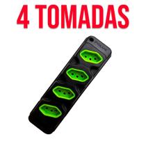 Tomada em Barra Robusta 2P + T Preto/Verde Fiolux 2, 3, 4 Tomadas Tomada em Barra Robusta 2P + T Preto/Verde Fiolux 2, 3, 4 Tomadas