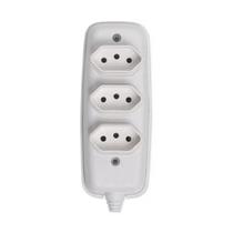 Tomada em barra tripla 2pt 10a 250v cinza - ilumi Tomada em barra tripla 2pt 10a 250v cinza - ilumi