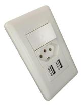 Tomada Energia Parede Com Interruptor De 2 Usb 5V 3A Bivolt