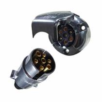 Tomada engate aluminio 7 polos macho + femea redonda polarizada