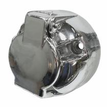 Tomada Engate Eletrica Redondo 6 Polos Femea Plastico Cromado Bivolt