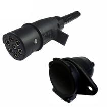Tomada Engate Macho Femea 7 Polos Bivolt Com Extensor Prolongador Redonda Nylon Polarizada
