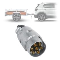 Tomada Engate Reboque 7 Pinos Polos Macho Alumínio Cromada Reforçada Carretinha Cavalo Mecânico