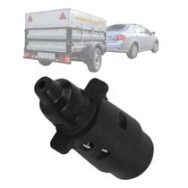 Tomada Engate Reboque Macho 6 Polos Preto Bivolt Conector Cobre Completa Carretinha Carreta