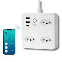 Tomada Extensão Inteligente Wi-Fi Alexa Controle Por Voz e por Celular 3 Tomadas 2 USB-A e 1 USB-C