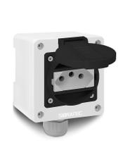 Tomada externa caixa 2p+t 20a pt sobrepor triho din sibratec