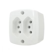 Tomada Externa Ilumi 2 Polos +Terra Dupla 10A Branca 16518 - Kit C/10