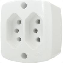 Tomada Externa Ilumi 2 Polos +Terra Dupla 10A Branca 16518 - Kit C/10