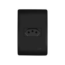 Tomada Fame Habitat Black 2P+T 10A com Placa 4x2 Preta