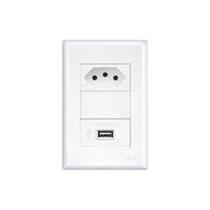 Tomada Fame Usb 2P+T 10A com USB Evidence