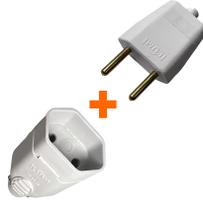 Tomada Fêmea 10a + Plug Macho 2 Pino 10a Extensão