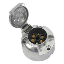 Tomada Femea Reboque 6 Polos Engate Alumínio Cromado Carreta Carretinha Cavalo Mecânico Original