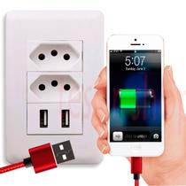 Tomada Fonte 2 5v Usb De Parede Duo Universal Celular Bivolt