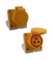 Tomada Industrial de Sobrepor / Parede - 127V - Amarelo