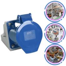 Tomada Industrial Fixa Sobrepor 32A 3P 200/250V Azul 6H IP44