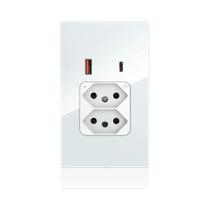 Tomada Inteligente 20A Com USB Tipo-C PD 30W, Painel De Vidro, Controle Por Voz Para Google Home E - SHAWADER